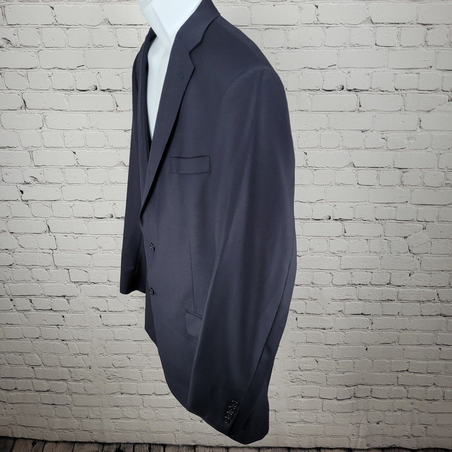 VTG Hart Schaffner Marx Chicago Navy Worsted Wool 2 Button Blazer USA Size 46L