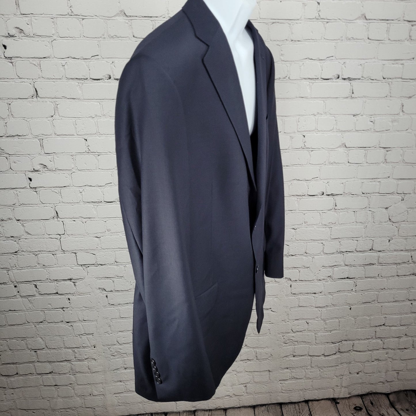 VTG Hart Schaffner Marx Chicago Navy Worsted Wool 2 Button Blazer USA Size 46L