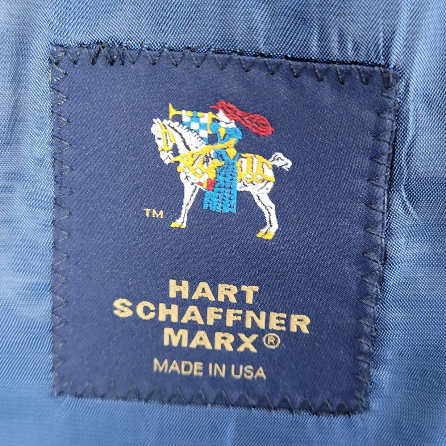 VTG Hart Schaffner Marx Chicago Navy Worsted Wool 2 Button Blazer USA Size 46L