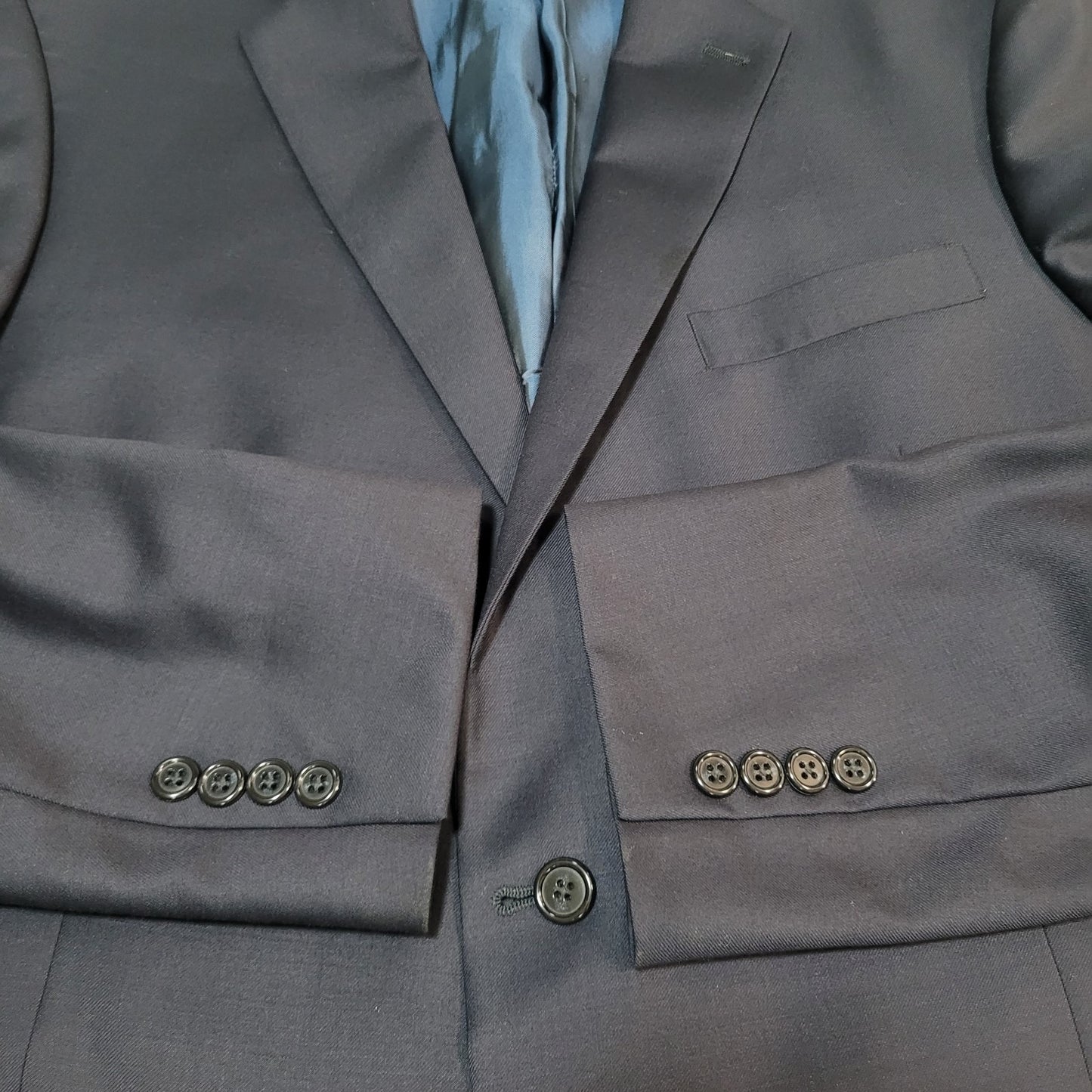 VTG Hart Schaffner Marx Chicago Navy Worsted Wool 2 Button Blazer USA Size 46L