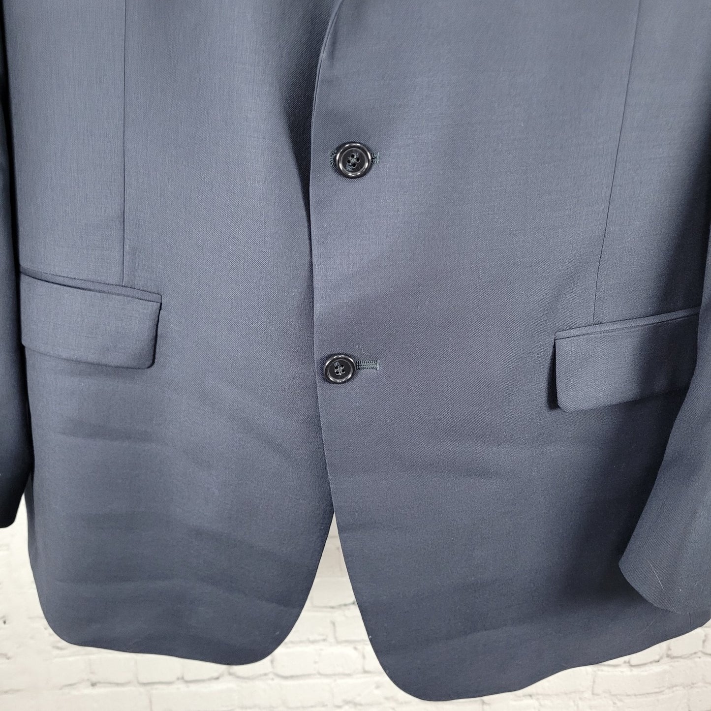 VTG Hart Schaffner Marx Chicago Navy Worsted Wool 2 Button Blazer USA Size 46L