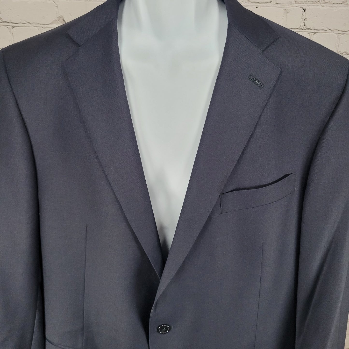 VTG Hart Schaffner Marx Chicago Navy Worsted Wool 2 Button Blazer USA Size 46L