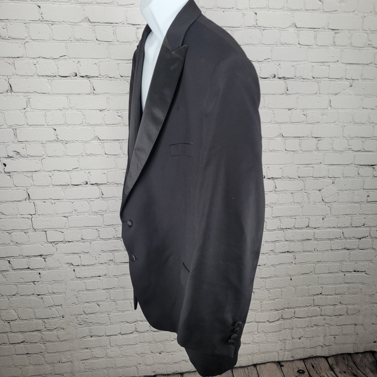 Lauren Ralph Lauren Black Label Black Wool Blend Satin Label Tuxedo Jacket 54L