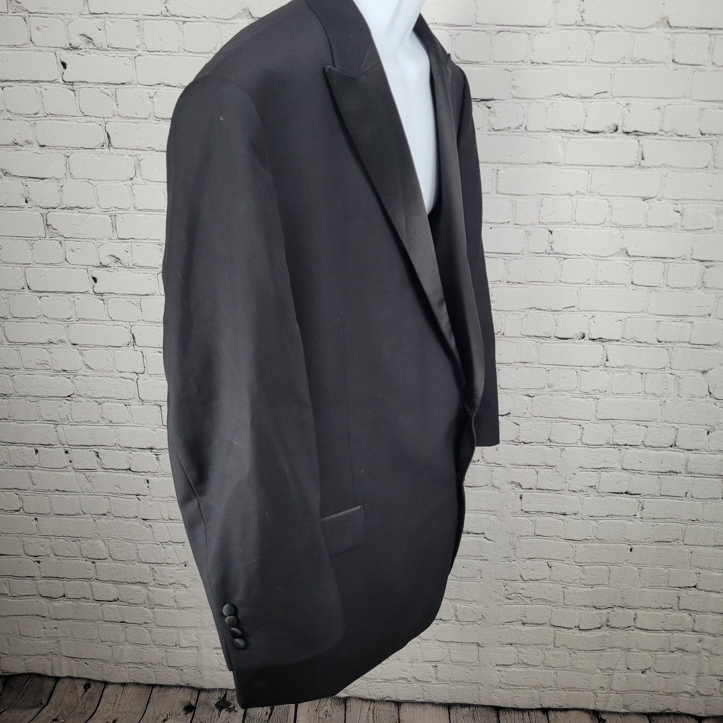 Lauren Ralph Lauren Black Label Black Wool Blend Satin Label Tuxedo Jacket 54L