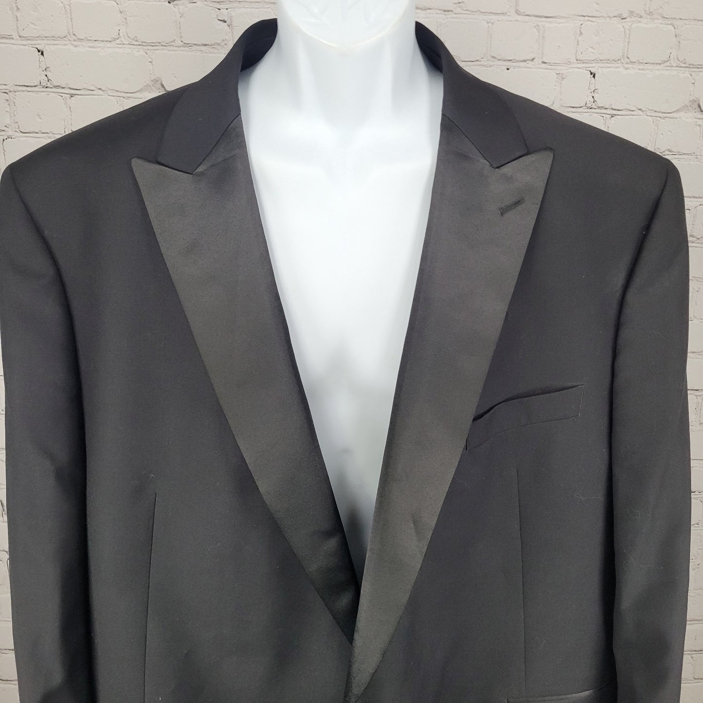 Lauren Ralph Lauren Black Label Black Wool Blend Satin Label Tuxedo Jacket 54L