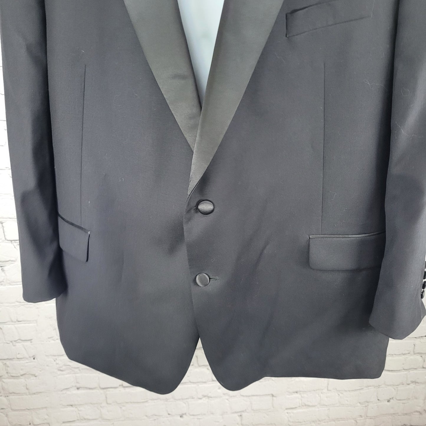 Lauren Ralph Lauren Black Label Black Wool Blend Satin Label Tuxedo Jacket 54L