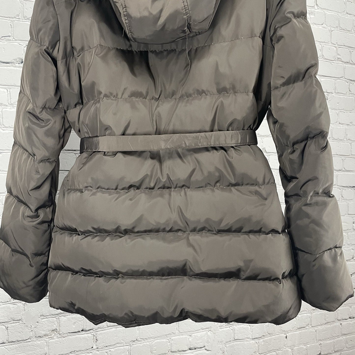 Tahari Brown Puffer Down Filled Genuine Fox Fur Removable Hood Coat Size Large L
