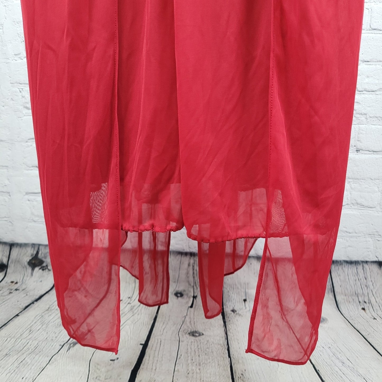 David's Bridal Apple Red Chiffon Empire Waist Pleated Strapless Gown Maxi Dress 18
