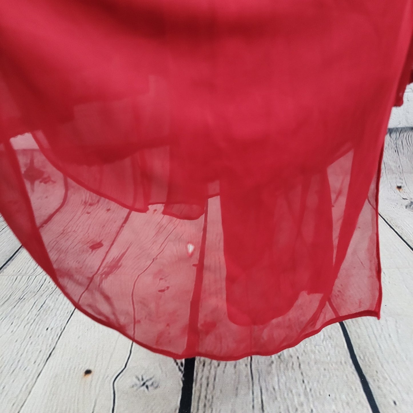 David's Bridal Apple Red Chiffon Empire Waist Pleated Strapless Gown Maxi Dress 18