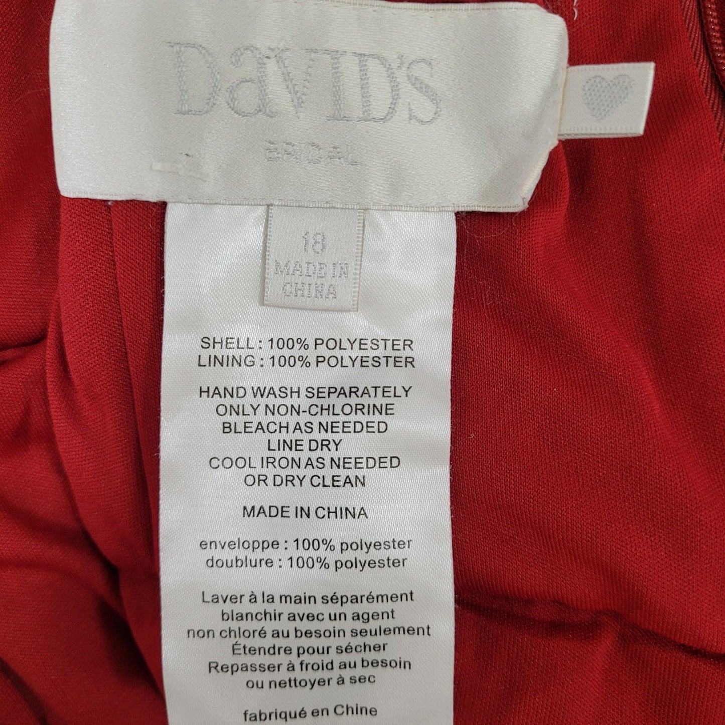 David's Bridal Apple Red Chiffon Empire Waist Pleated Strapless Gown Maxi Dress 18