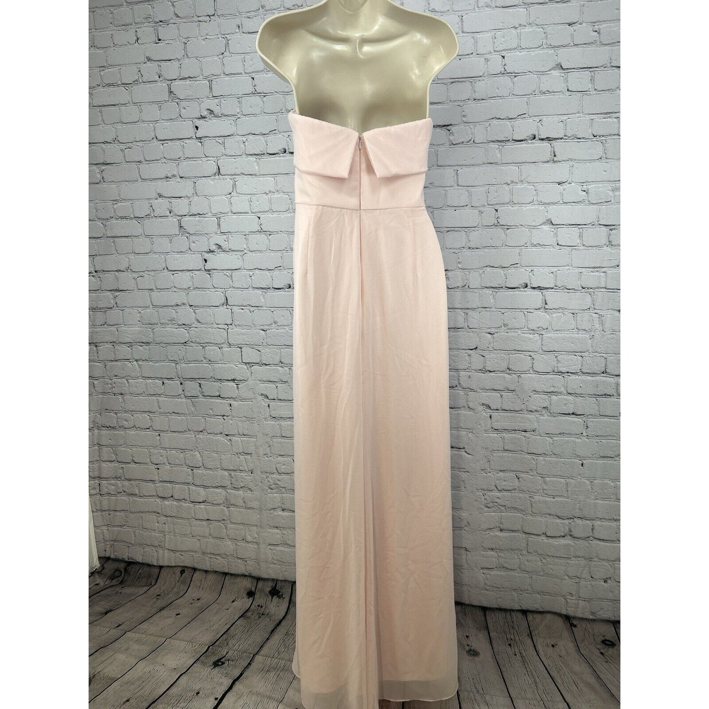 Bella Bridesmaids Light Pink Strapless Lined Zip Up Maxi Dress Size 12 R