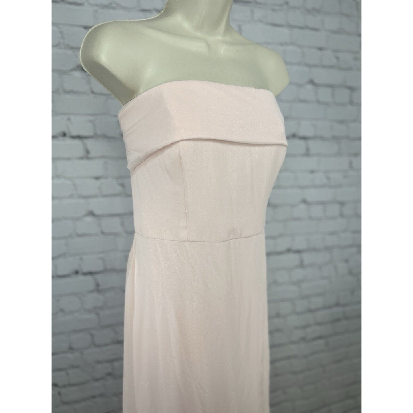 Bella Bridesmaids Light Pink Strapless Lined Zip Up Maxi Dress Size 12 R