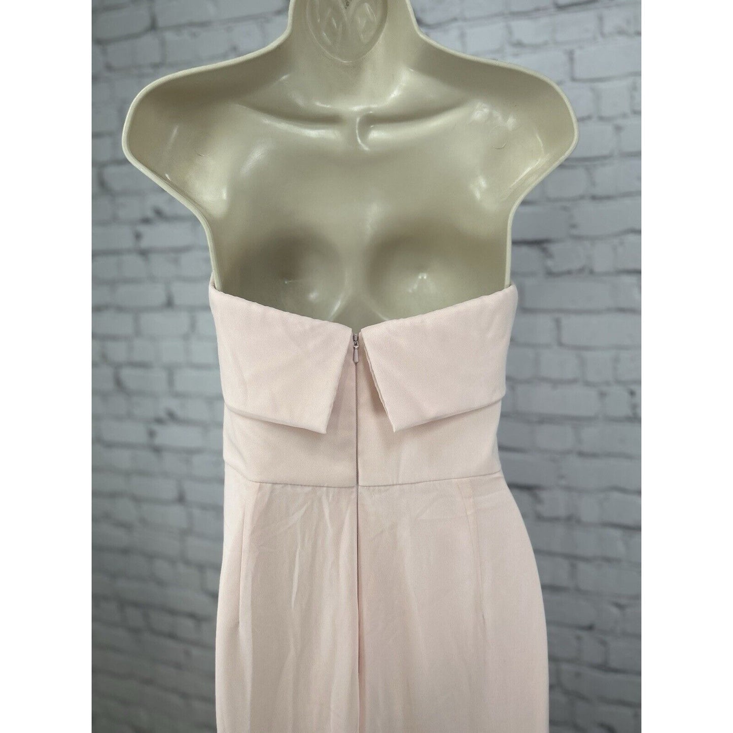 Bella Bridesmaids Light Pink Strapless Lined Zip Up Maxi Dress Size 12 R