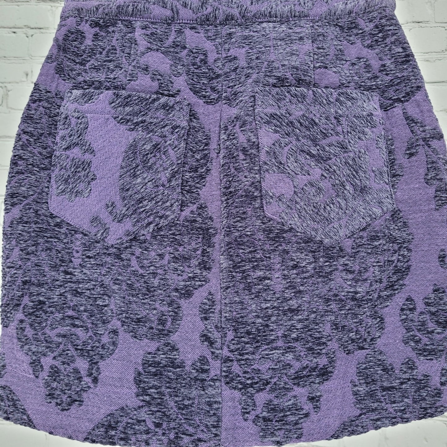 NWT Urban Outfitters Purple Velvety Damask Zipper Accent Mini Skirt Size XS