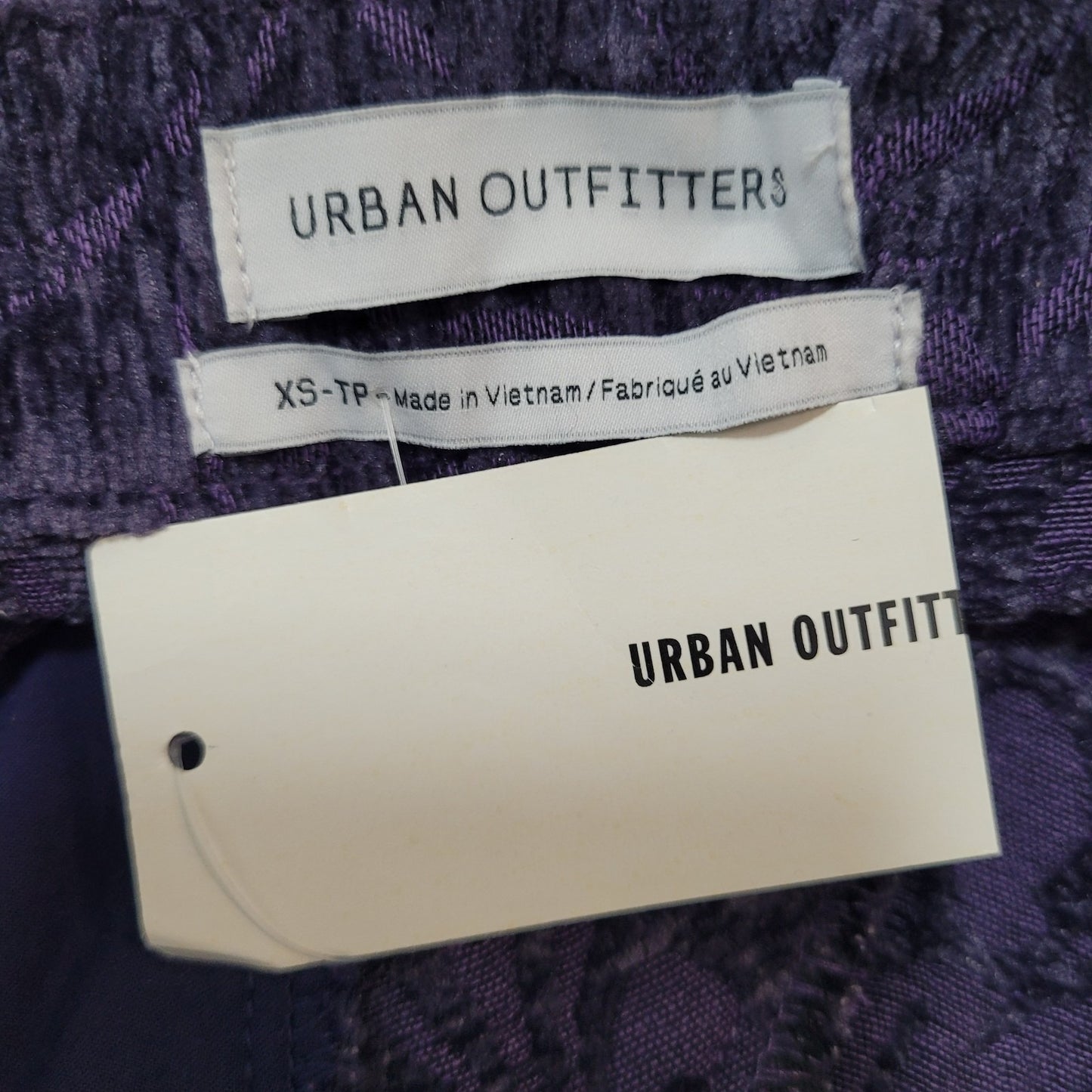 NWT Urban Outfitters Purple Velvety Damask Zipper Accent Mini Skirt Size XS