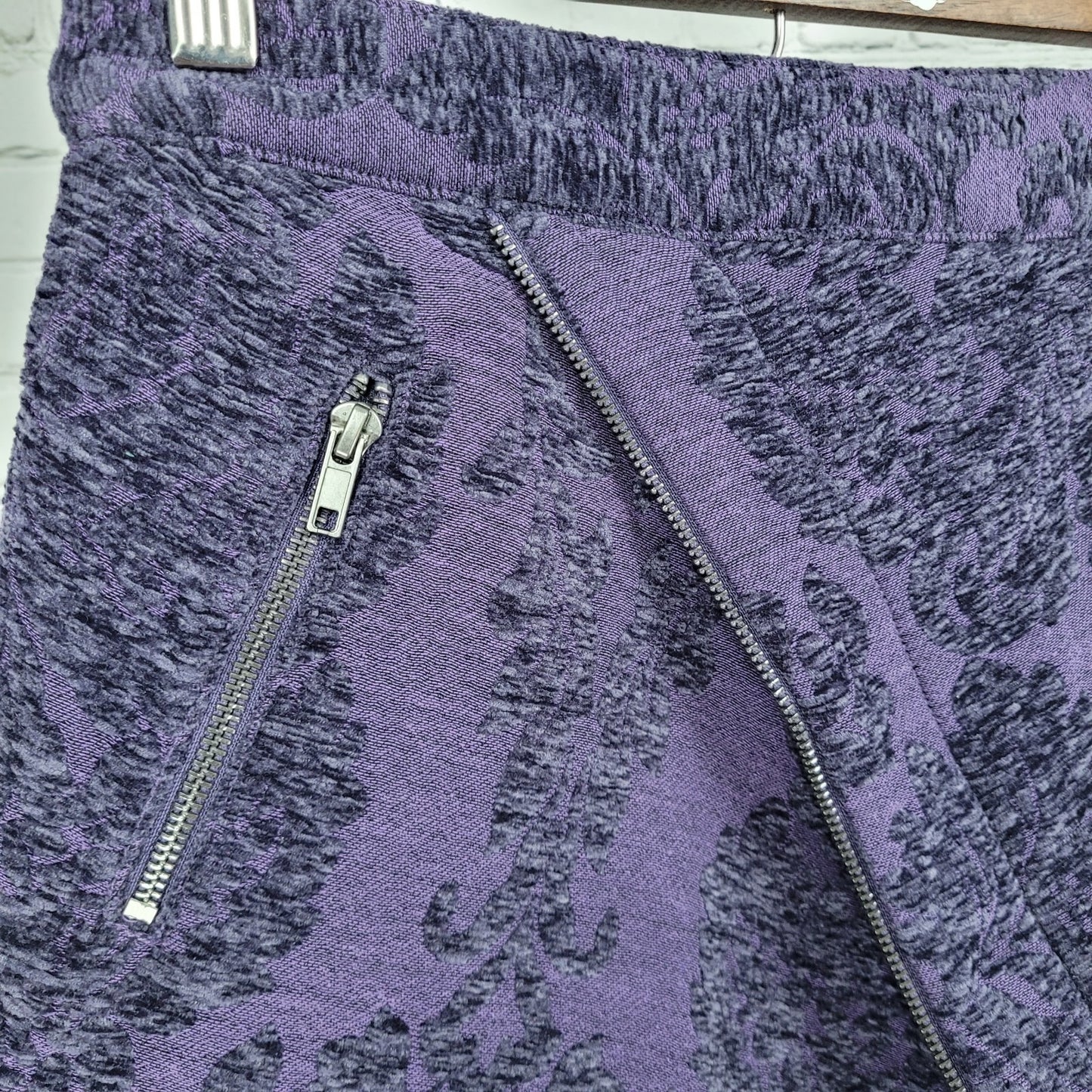 NWT Urban Outfitters Purple Velvety Damask Zipper Accent Mini Skirt Size XS