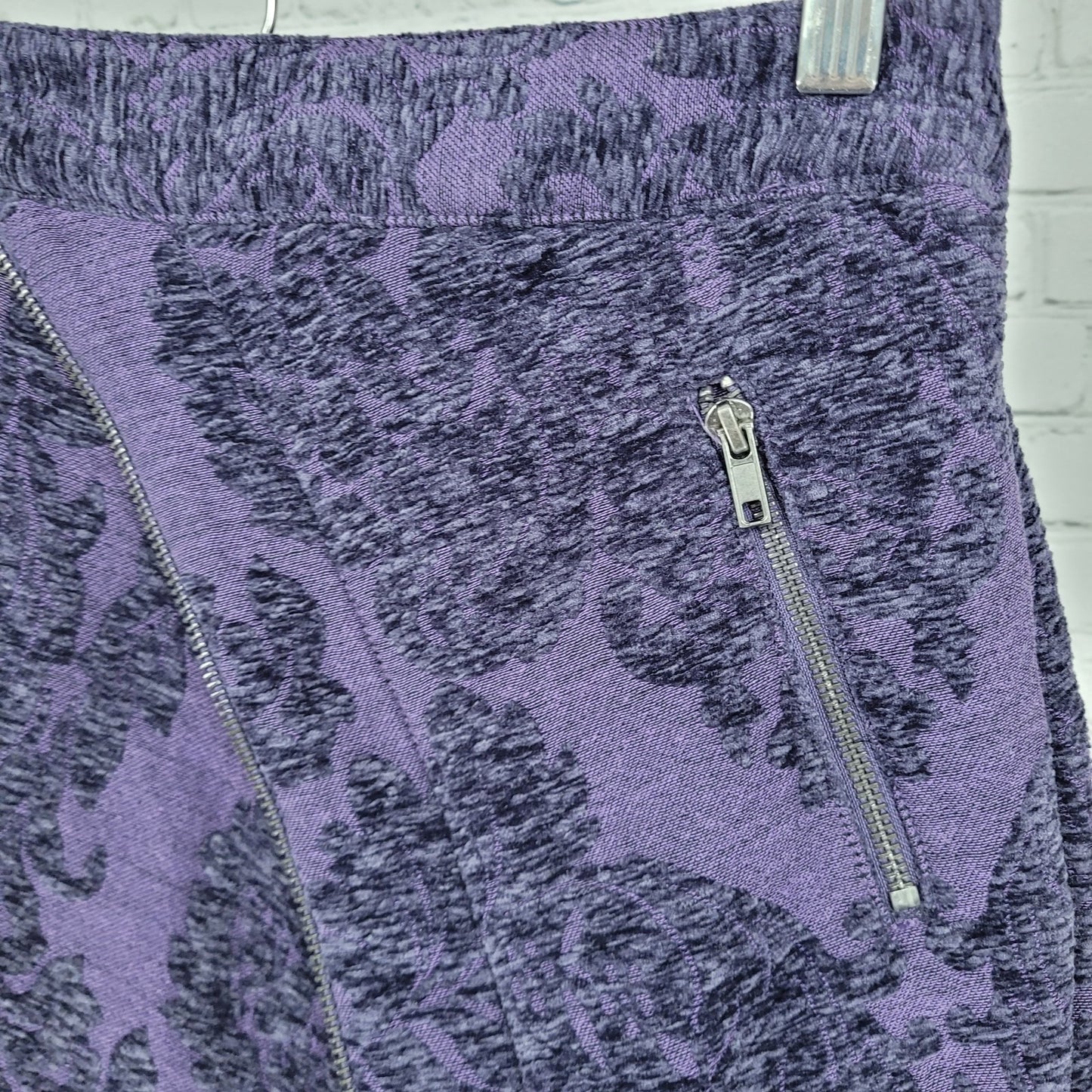 NWT Urban Outfitters Purple Velvety Damask Zipper Accent Mini Skirt Size XS
