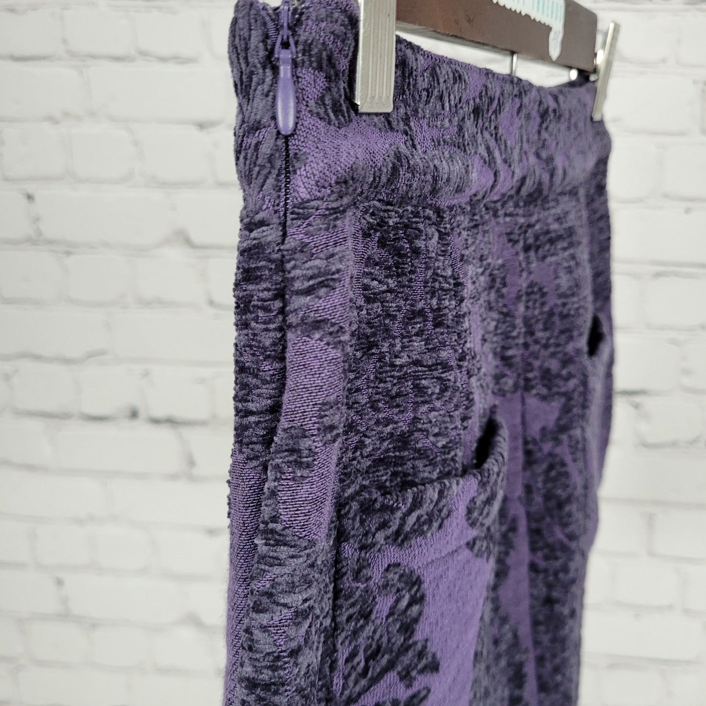 NWT Urban Outfitters Purple Velvety Damask Zipper Accent Mini Skirt Size XS