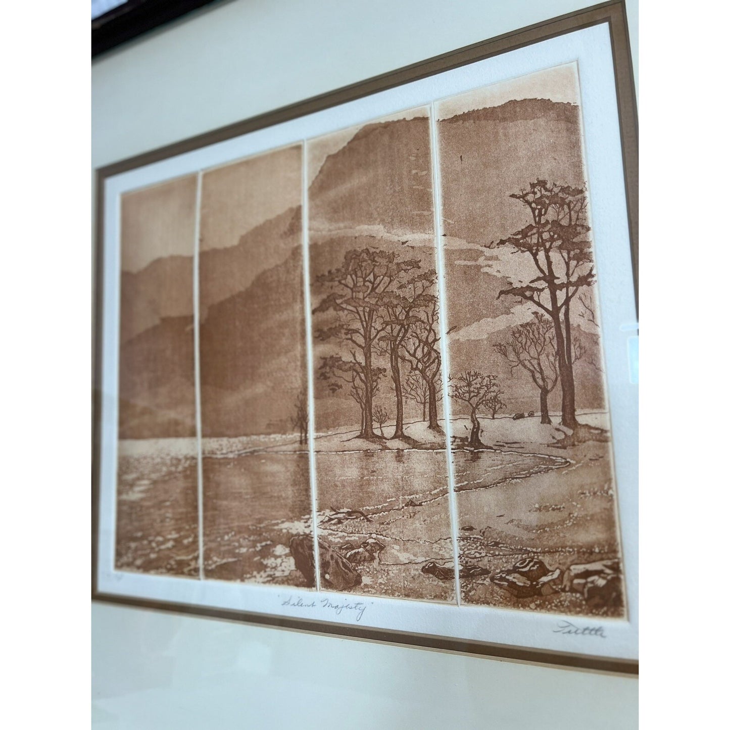 Silent Majesty Etching On Paper Signed By Anne Tuttle Framed And Matted 22”X21”