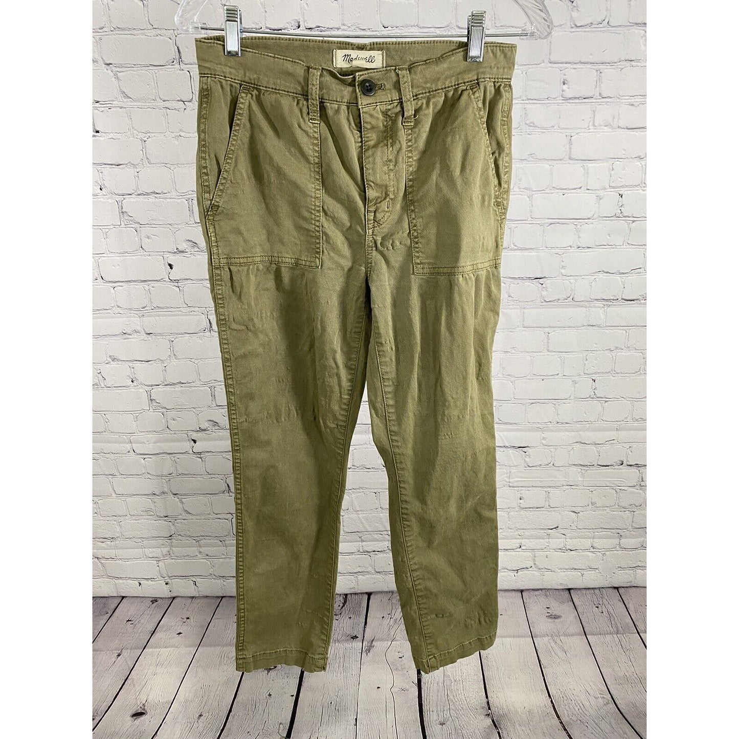 Madewell Pale Green Mid Rise Stovepipe Fatigue Pants Women’s W26” I25.5”