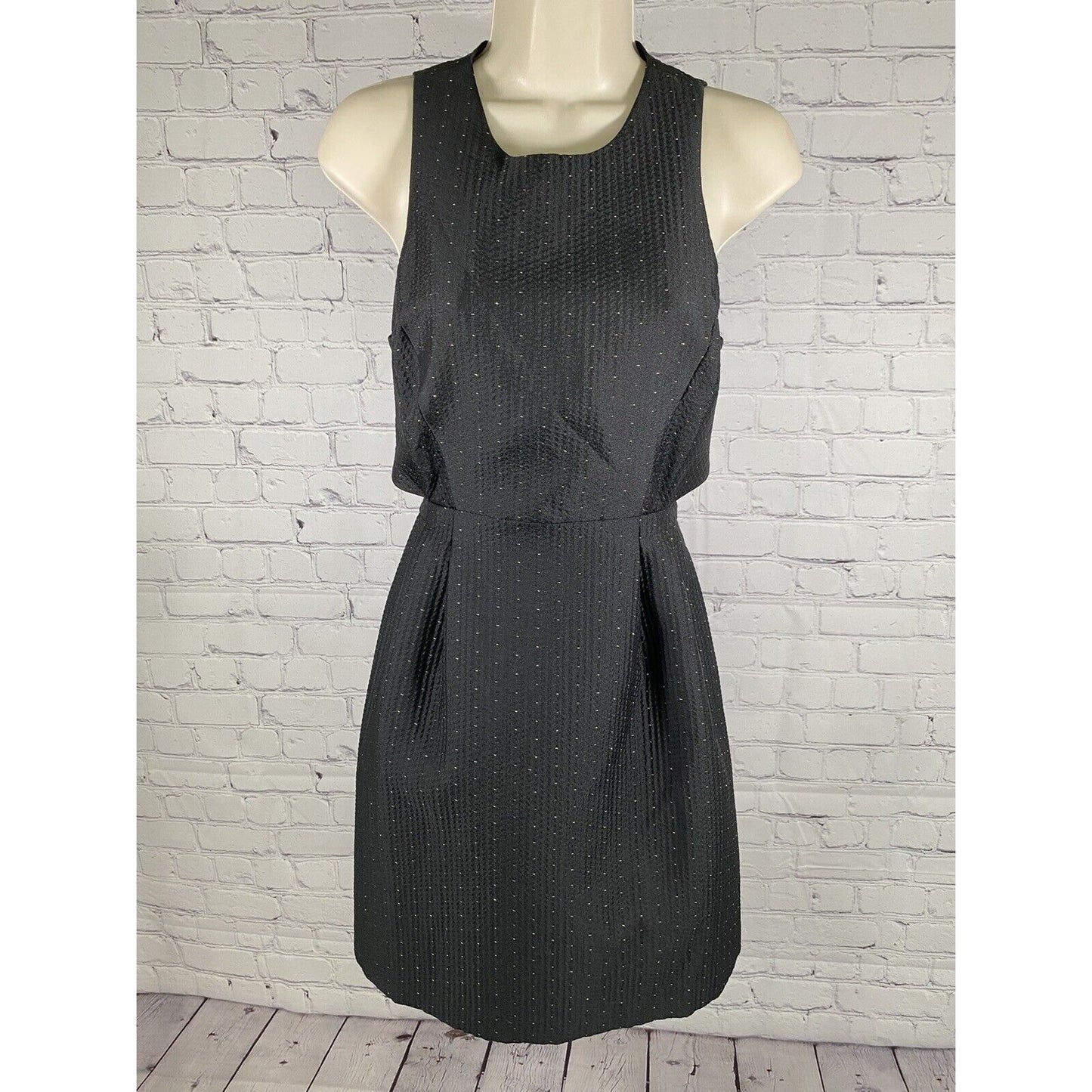 Madewell Black Gold Side Cutout Sleeveless Back Zip A Line Dress Pockets Size 2