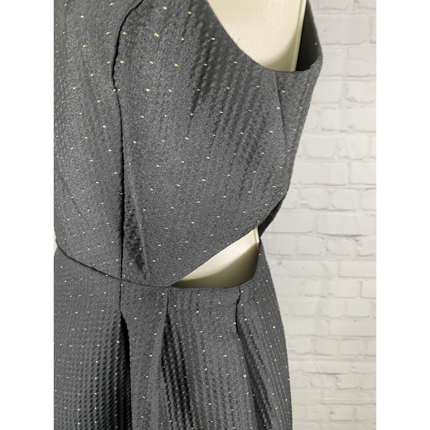 Madewell Black Gold Side Cutout Sleeveless Back Zip A Line Dress Pockets Size 2