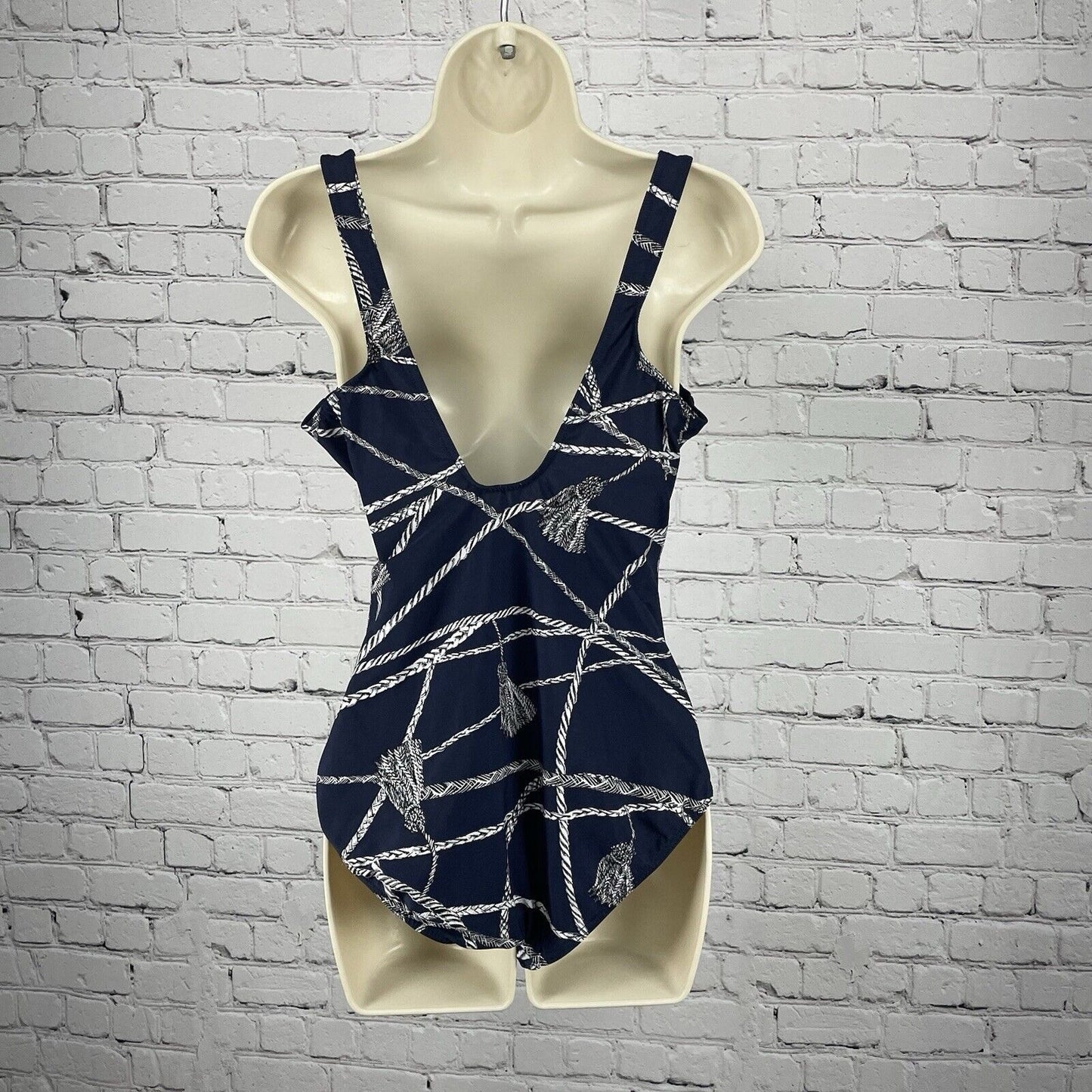 Miraclesuit Blue Print One Piece Swimsuit Padded Lined Full Coverage Size S/M*