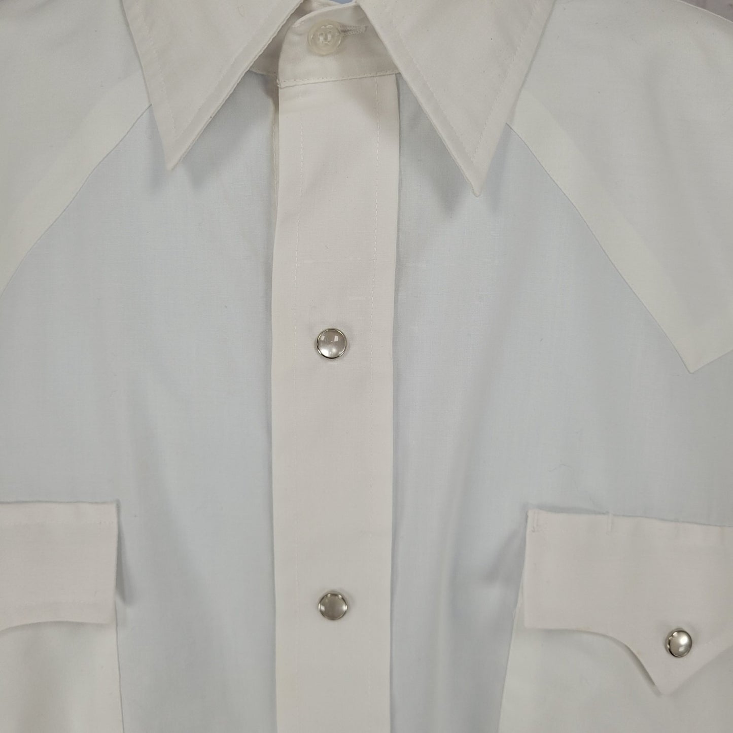 VTG ATD White Authentic Western Pearl Snap Short Sleeve Shirt Size 17 2XL