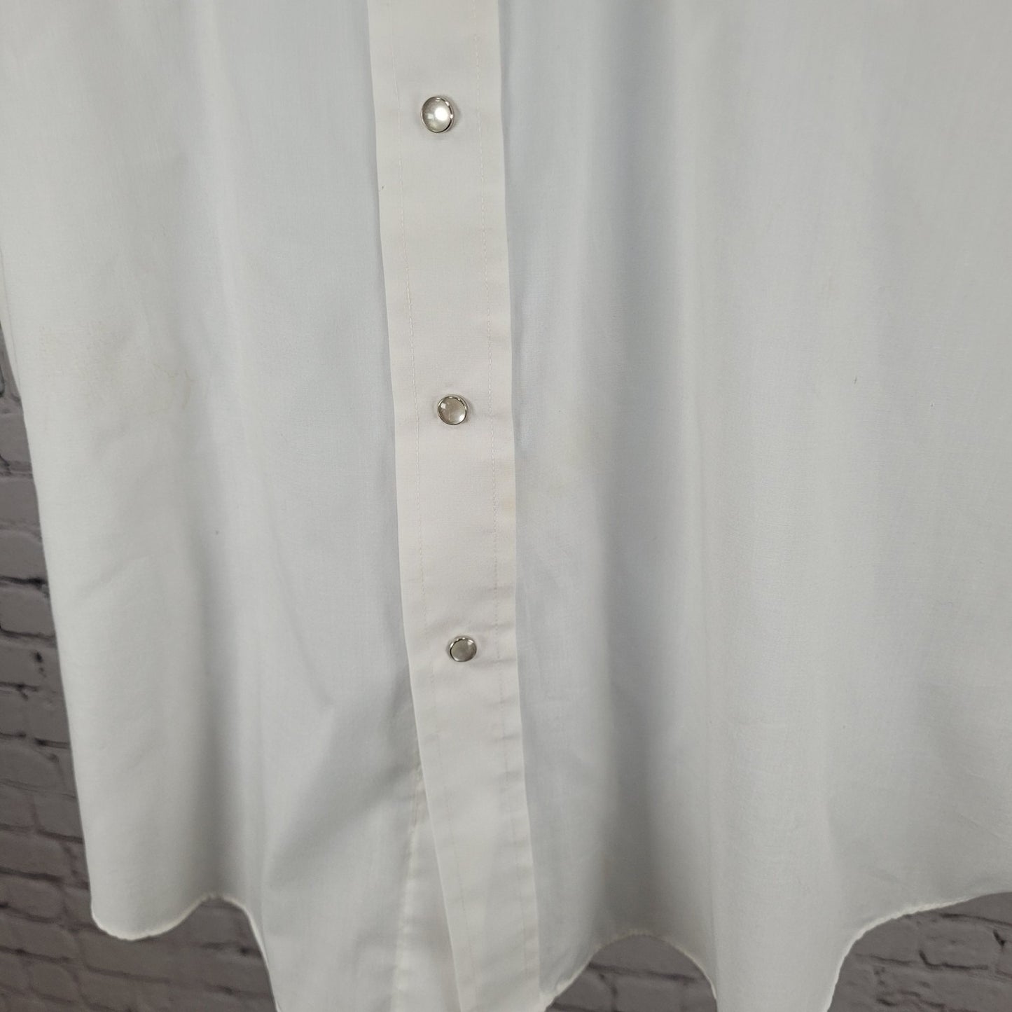 VTG ATD White Authentic Western Pearl Snap Short Sleeve Shirt Size 17 2XL