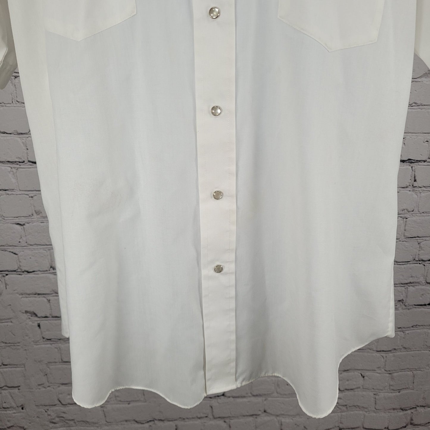 VTG ATD White Authentic Western Pearl Snap Short Sleeve Shirt Size 17 2XL