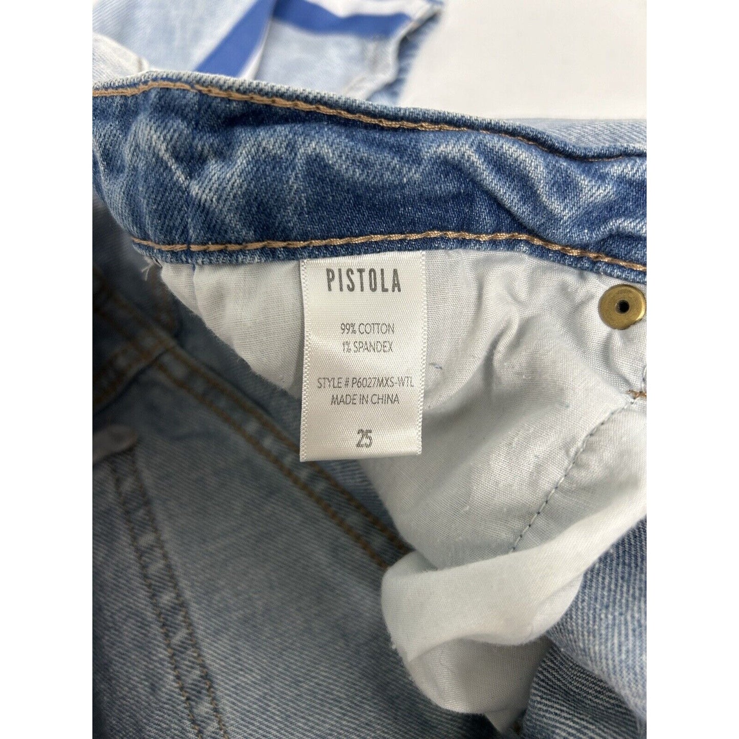 Pistola Side Stripe Distressed Light Wash Denim Tapered Jeans Women’s 25 (26x26)