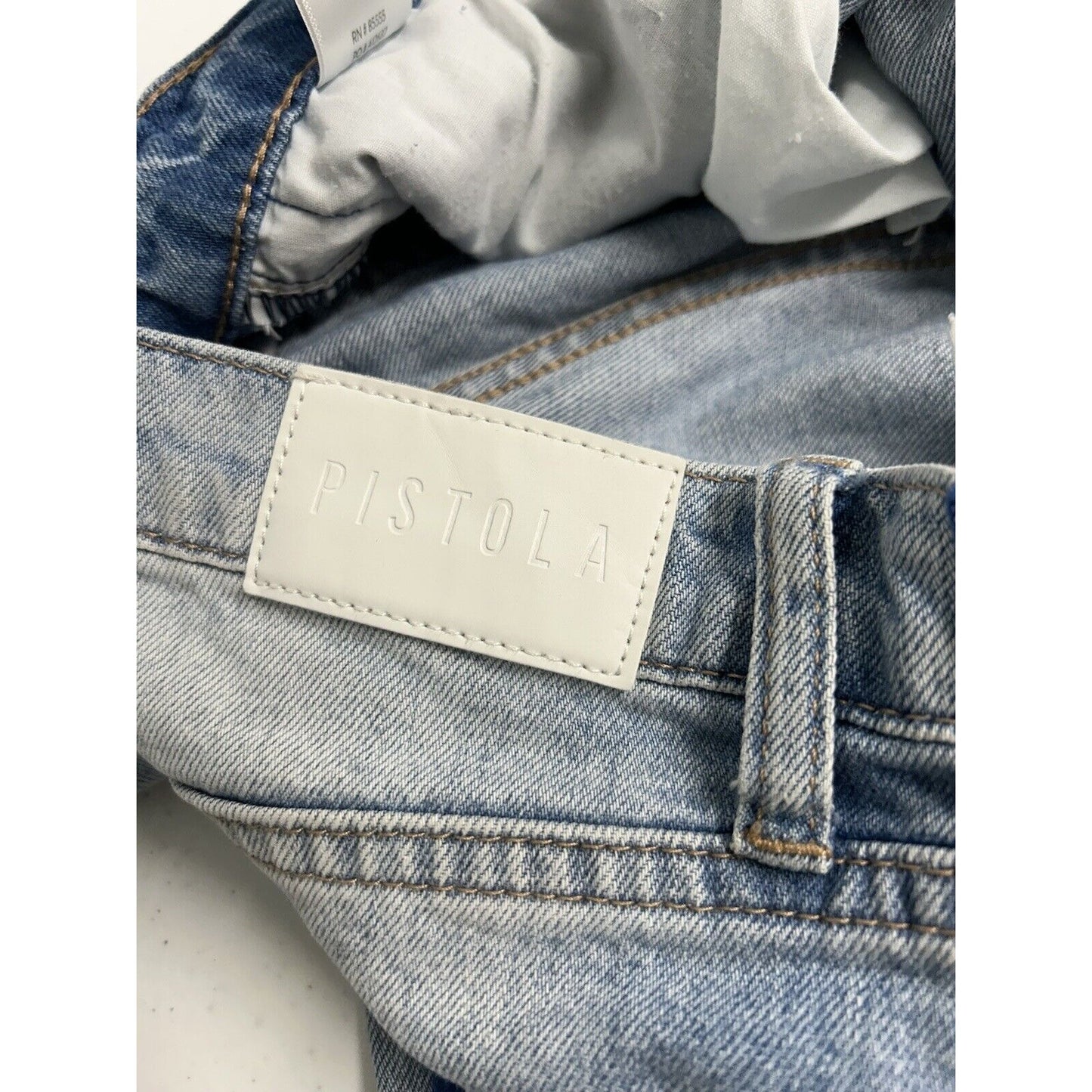 Pistola Side Stripe Distressed Light Wash Denim Tapered Jeans Women’s 25 (26x26)