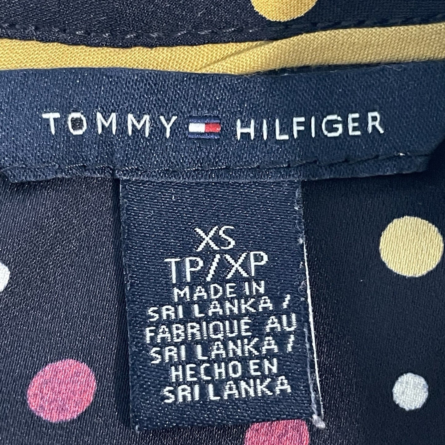 Tommy Hilfiger Navy Polka Dot Boxy Lightweight Cap Sleeve Blouse Top Size XS