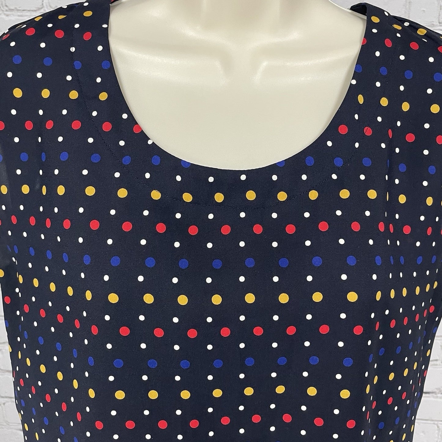 Tommy Hilfiger Navy Polka Dot Boxy Lightweight Cap Sleeve Blouse Top Size XS