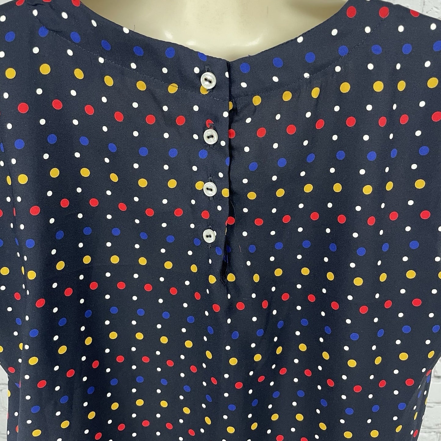 Tommy Hilfiger Navy Polka Dot Boxy Lightweight Cap Sleeve Blouse Top Size XS