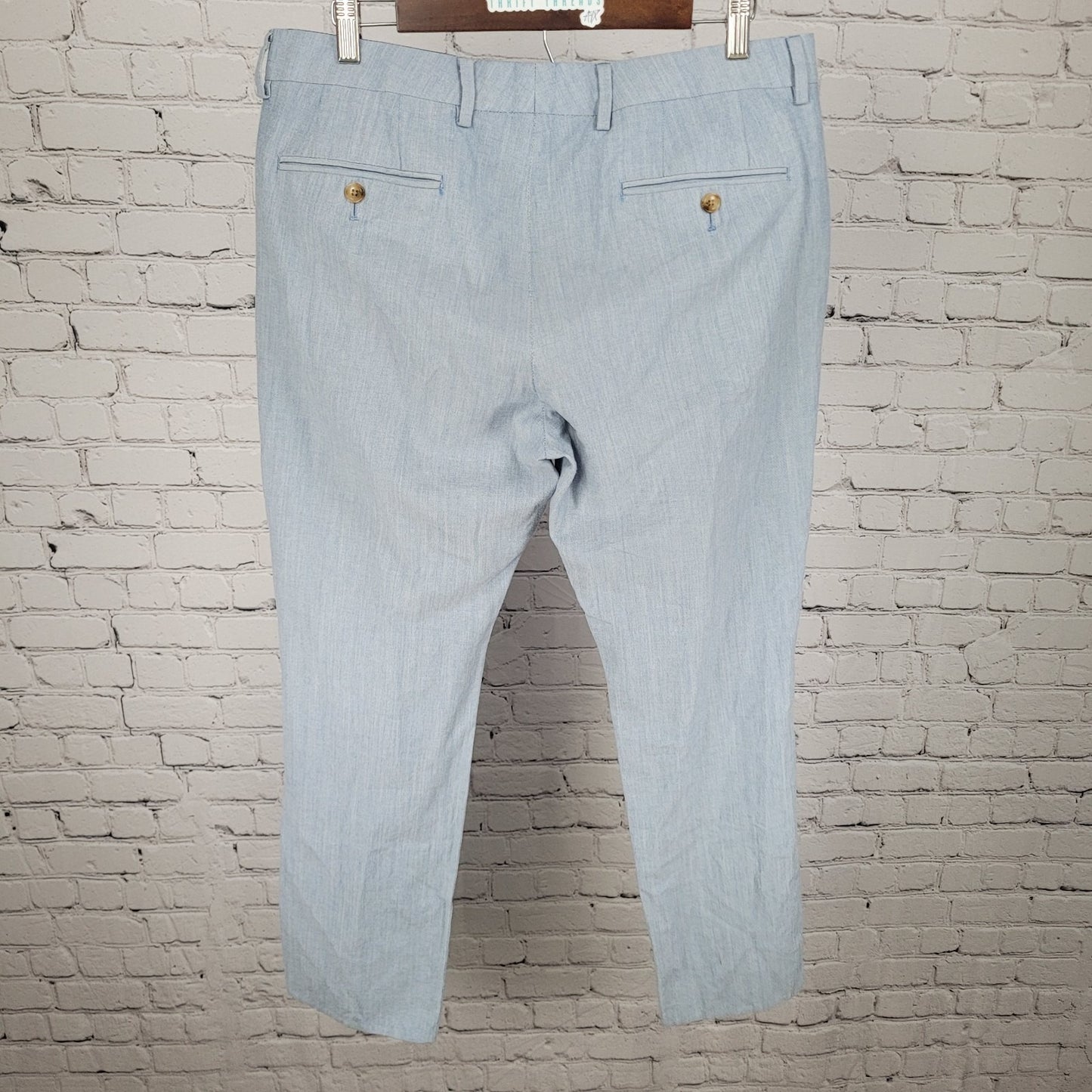 Bonobos Blue Italian Wool Blend Slim Straight Lightweight Pants Trousers (33x30)