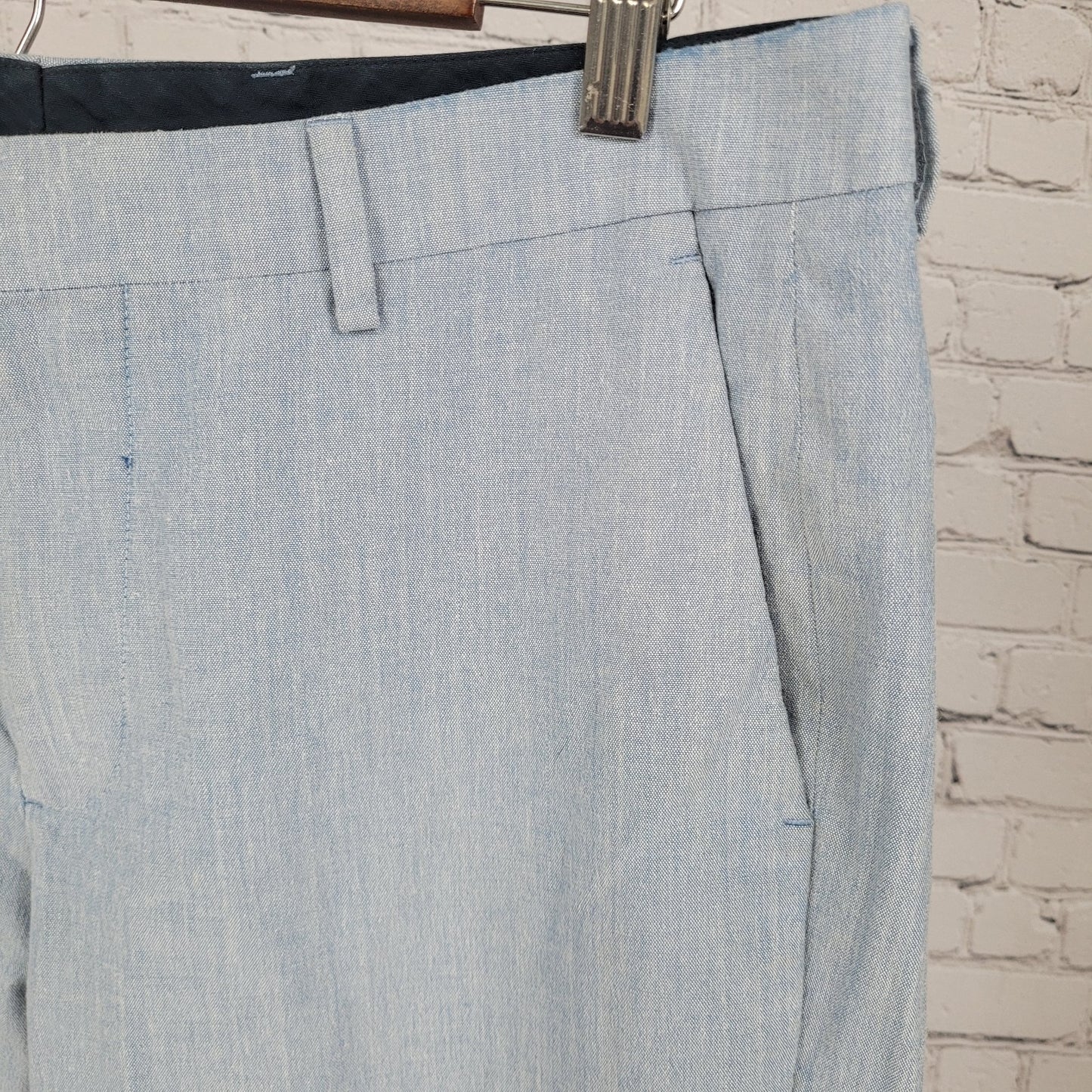 Bonobos Blue Italian Wool Blend Slim Straight Lightweight Pants Trousers (33x30)