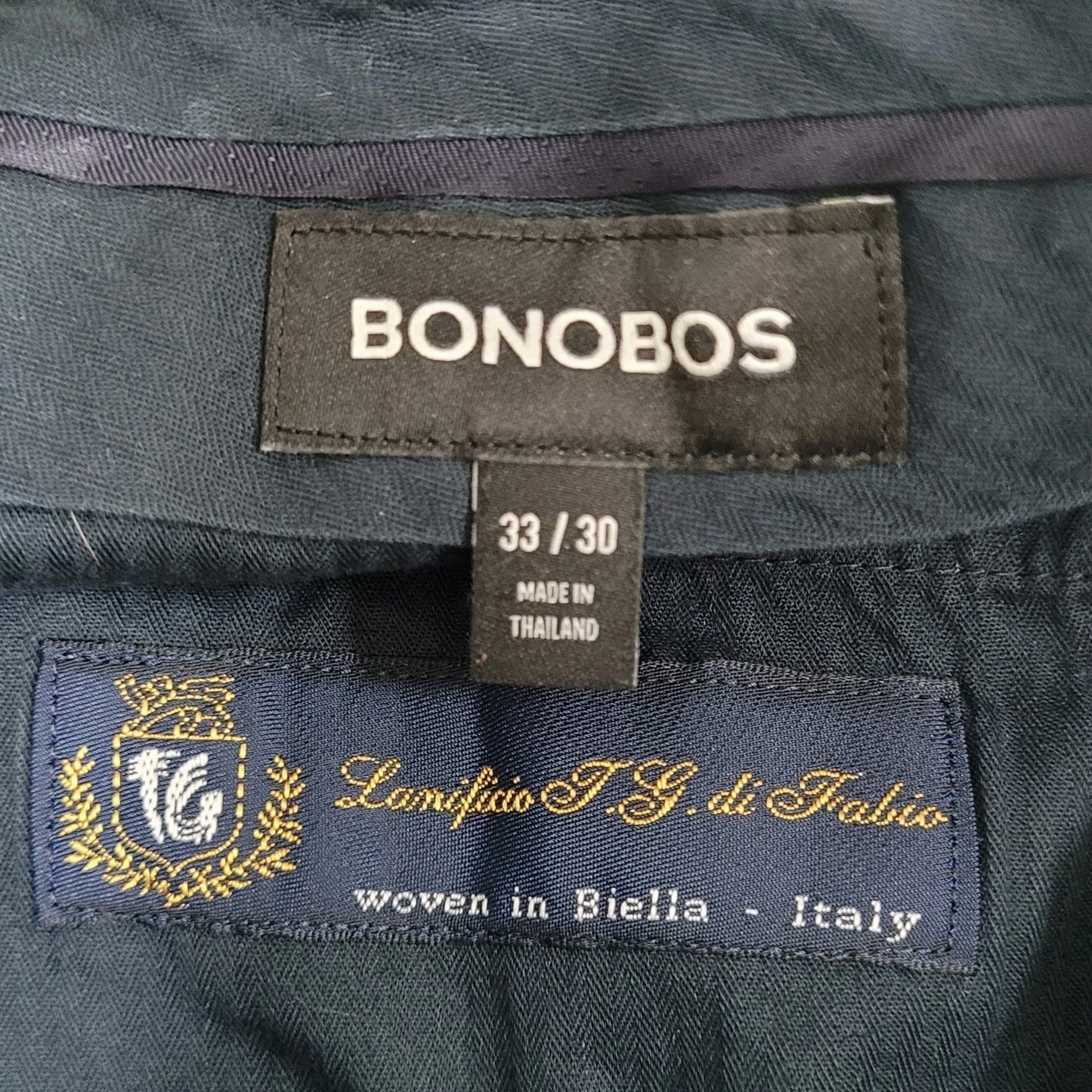 Bonobos Blue Italian Wool Blend Slim Straight Lightweight Pants Trousers (33x30)