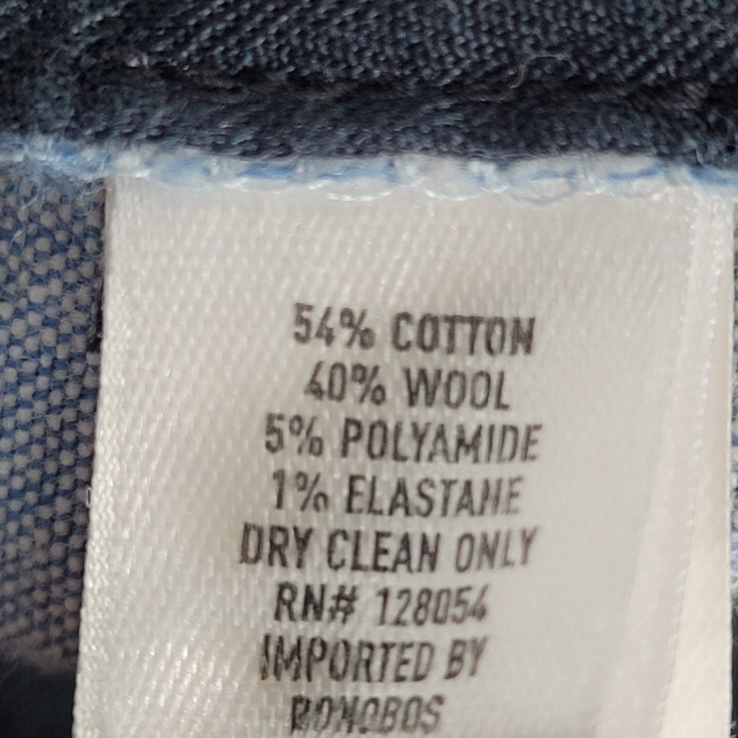 Bonobos Blue Italian Wool Blend Slim Straight Lightweight Pants Trousers (33x30)