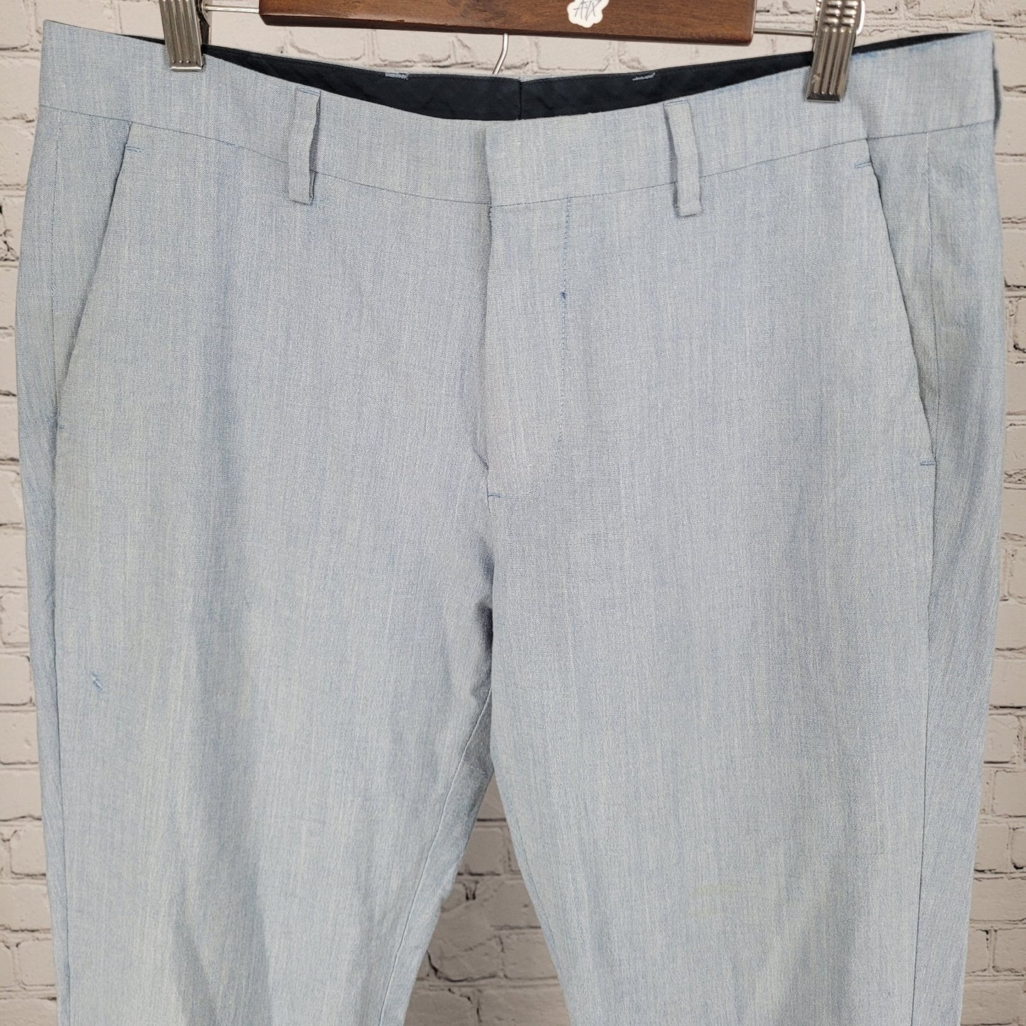 Bonobos Blue Italian Wool Blend Slim Straight Lightweight Pants Trousers (33x30)