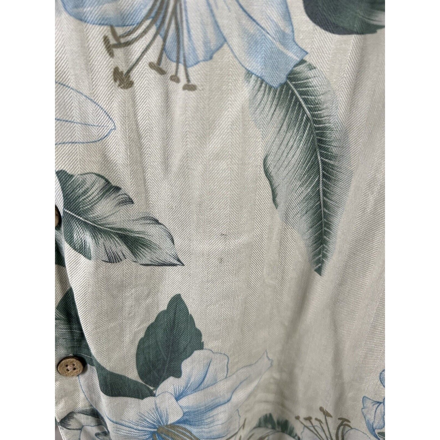 Bermuda Bay 100% Silk Hawaiian Tropical Button Front Shirt Short Sleeves Mens L