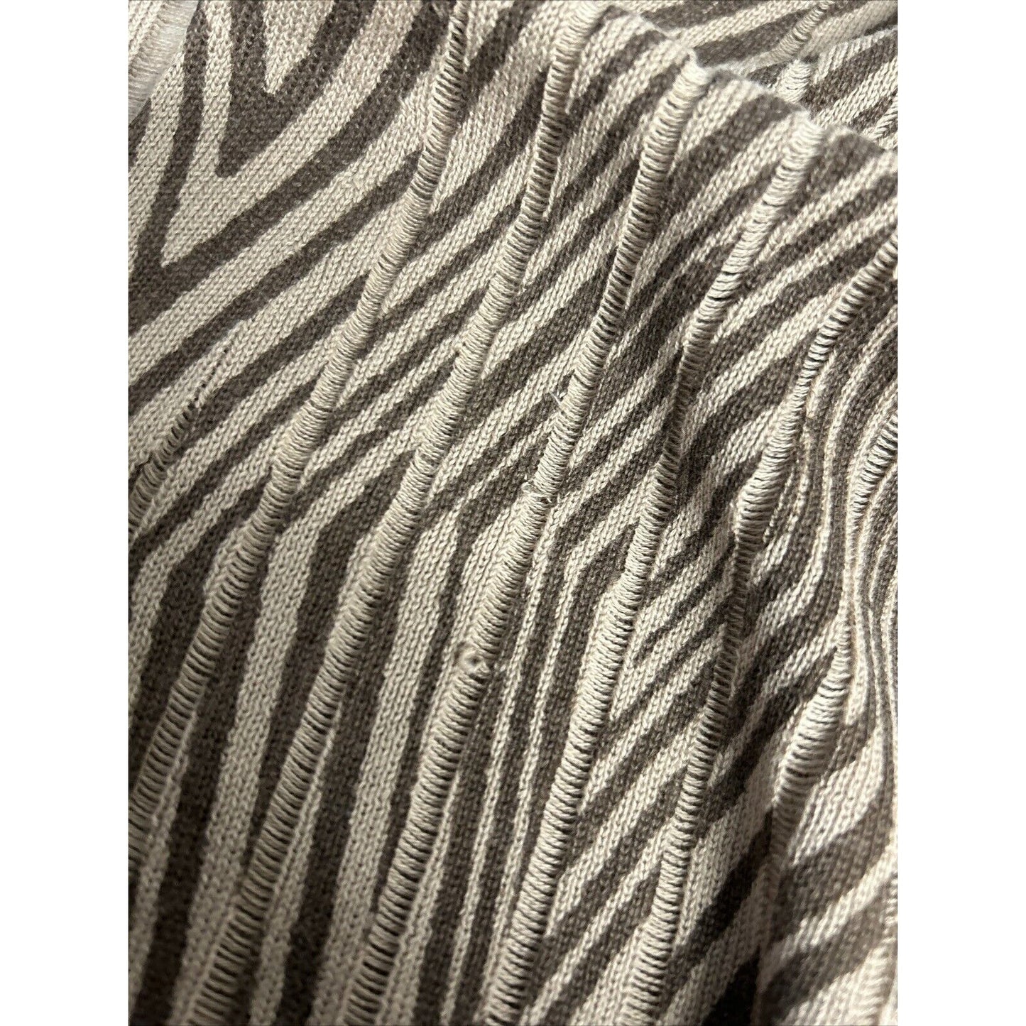 Chicos Chunky Beaded Short Sleeve Brown Striped Knit Cardigan Women’s M