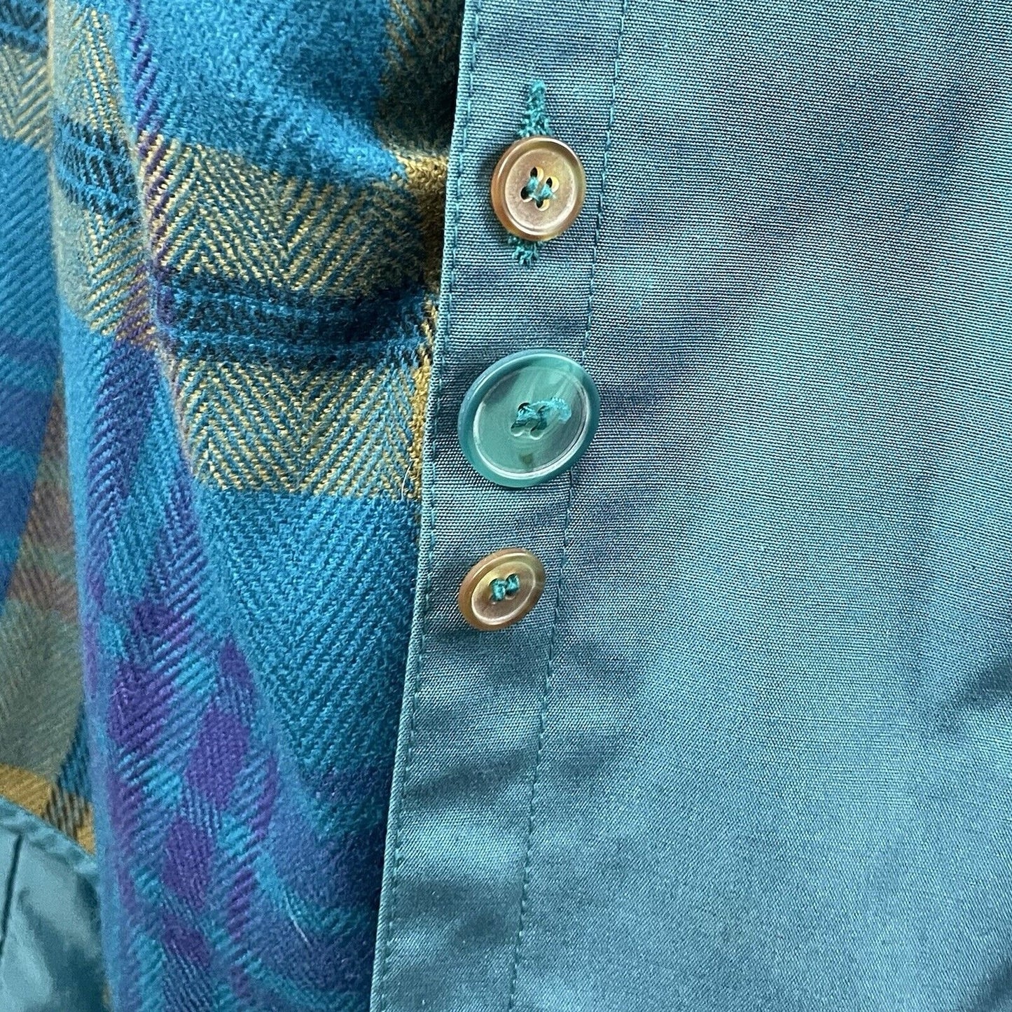 VTG Bryant Park Teal Blue Long Overcoat Lined Belted Insulated Pockets Poland XL