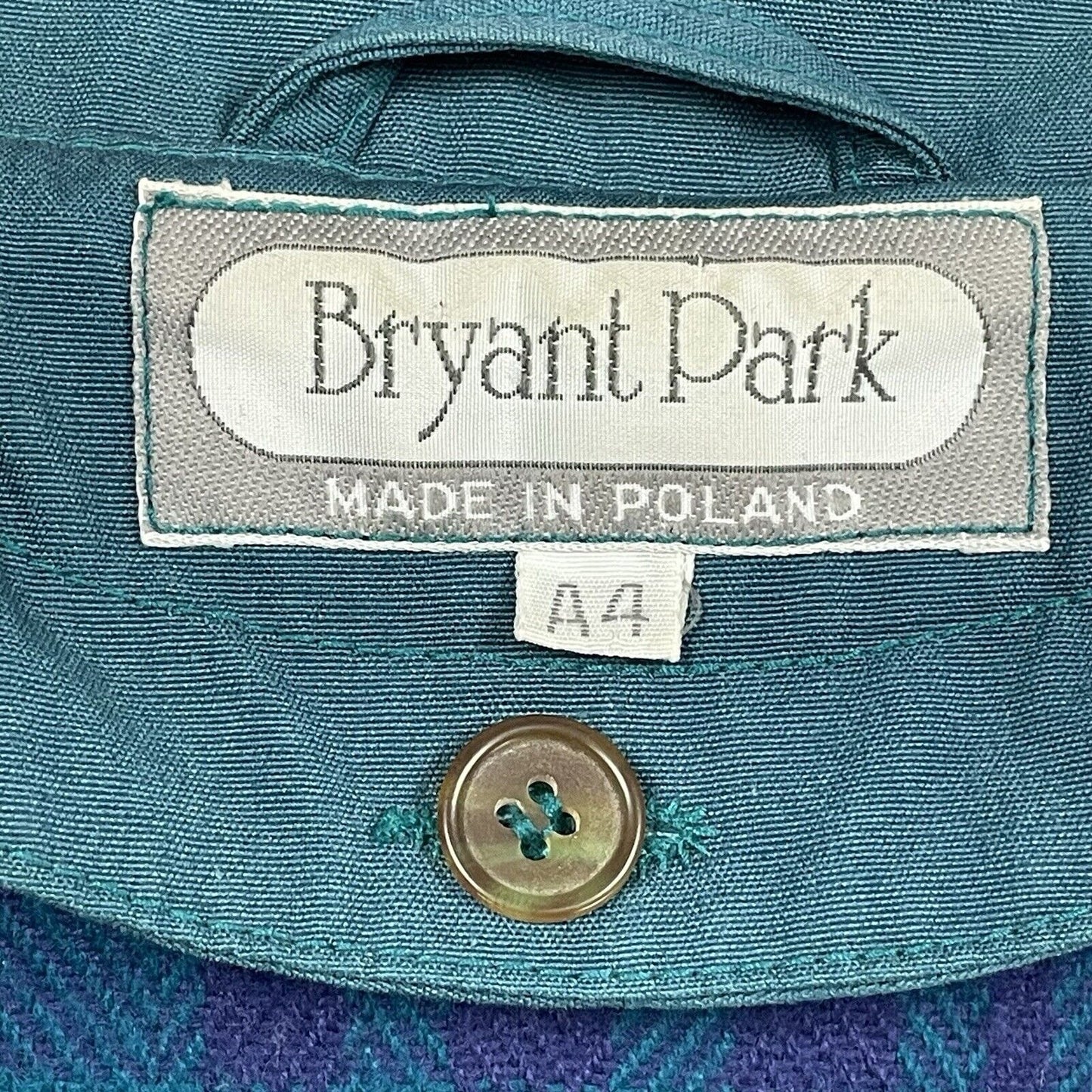 VTG Bryant Park Teal Blue Long Overcoat Lined Belted Insulated Pockets Poland XL