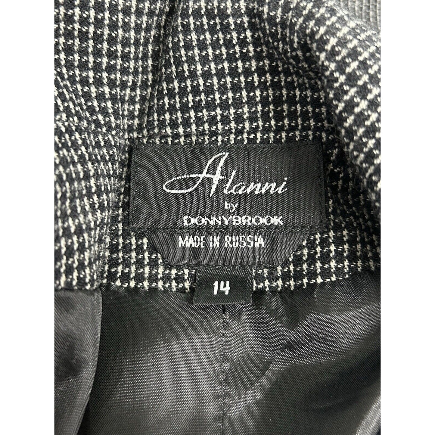 VTG Alanni Black Collared Full Zip 100% Wool Shell Jacket Women’s 14