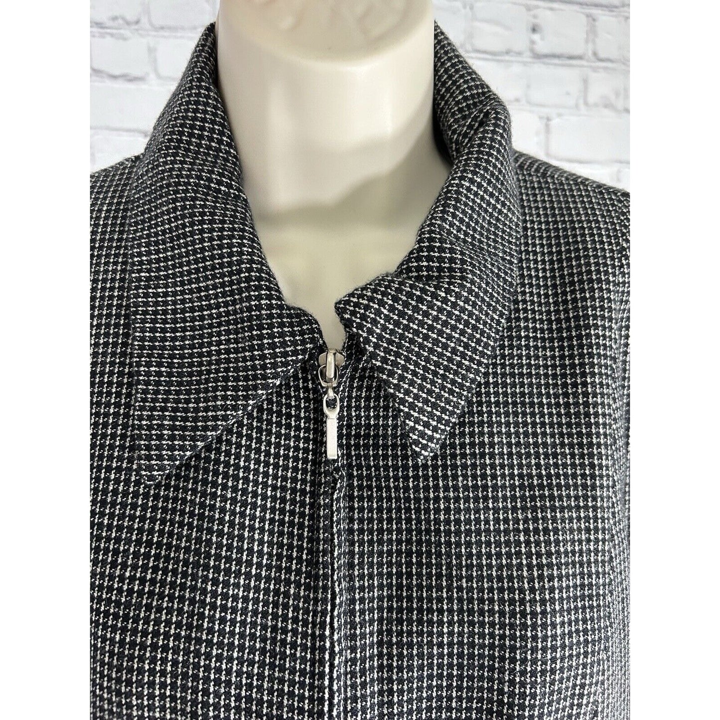 VTG Alanni Black Collared Full Zip 100% Wool Shell Jacket Women’s 14