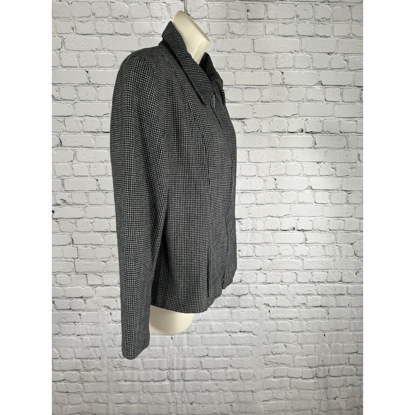 VTG Alanni Black Collared Full Zip 100% Wool Shell Jacket Women’s 14