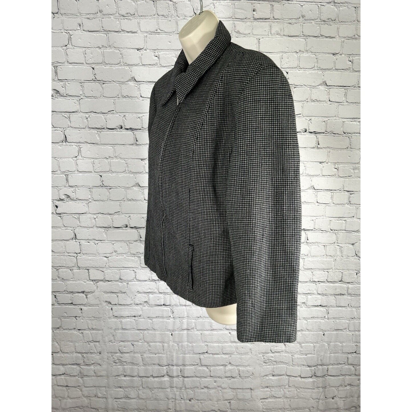 VTG Alanni Black Collared Full Zip 100% Wool Shell Jacket Women’s 14