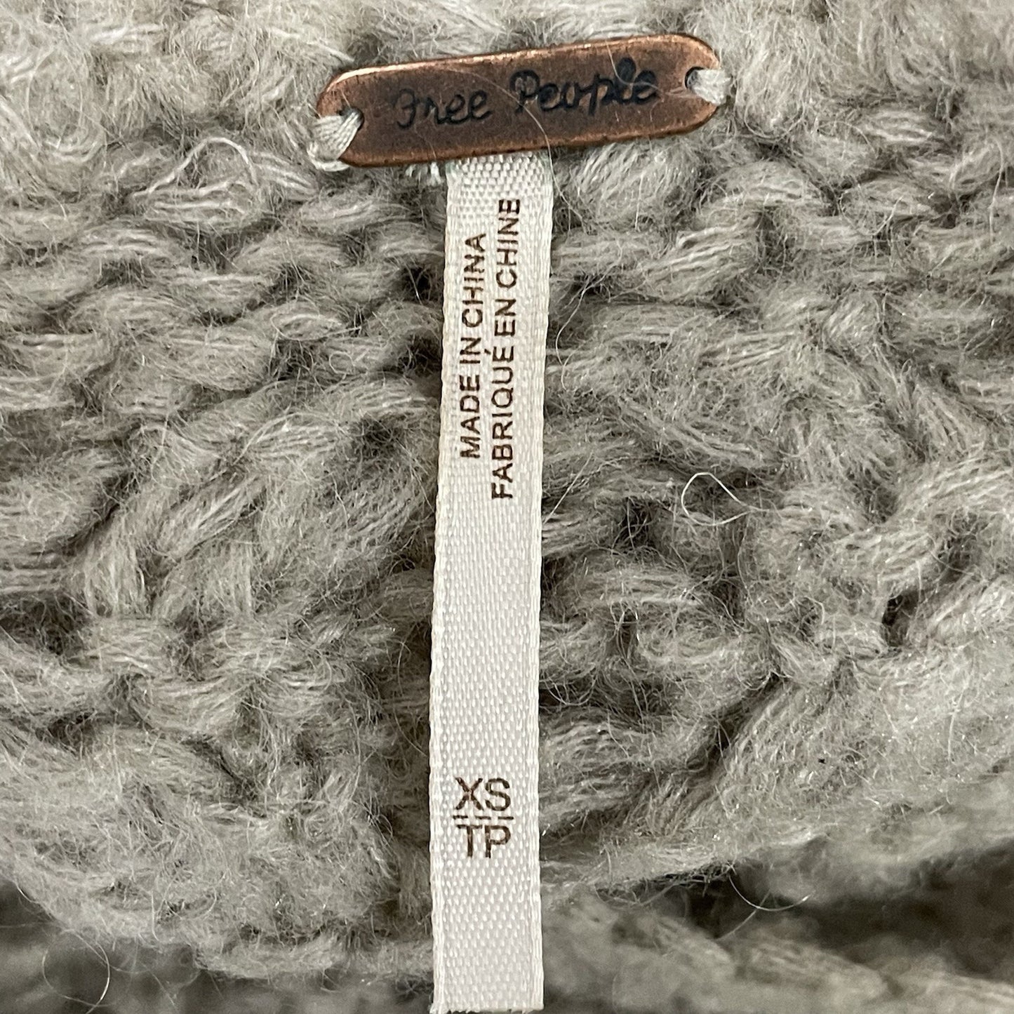 Free People Beige Wool Mohair Blend Oversized Chunky Open Knit Sweater Size XS