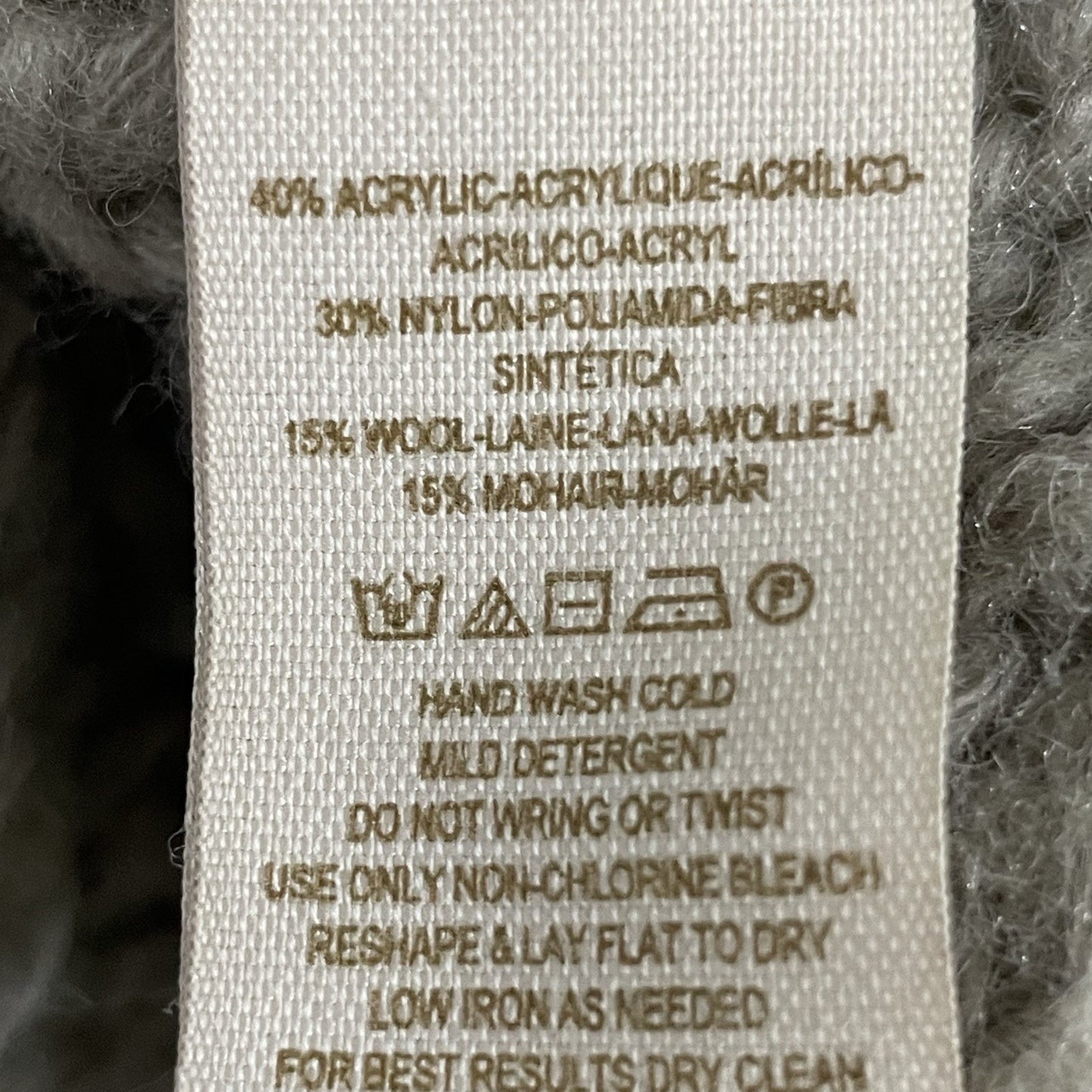 Free People Beige Wool Mohair Blend Oversized Chunky Open Knit Sweater Size XS
